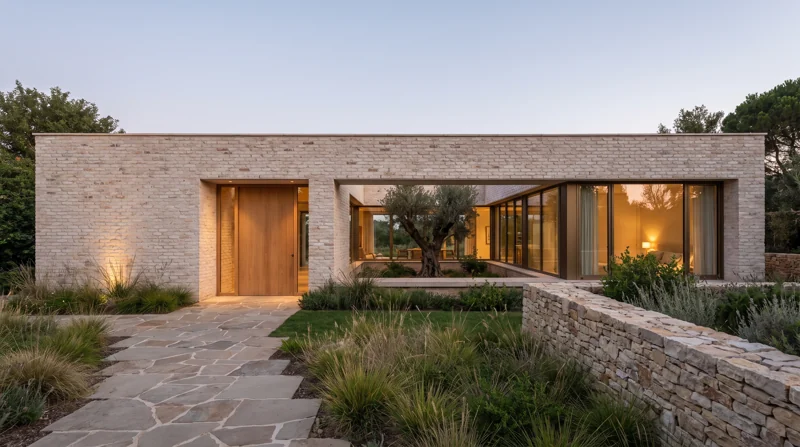Illustrative single-story Courtyard House with a sheltered outdoor courtyard.