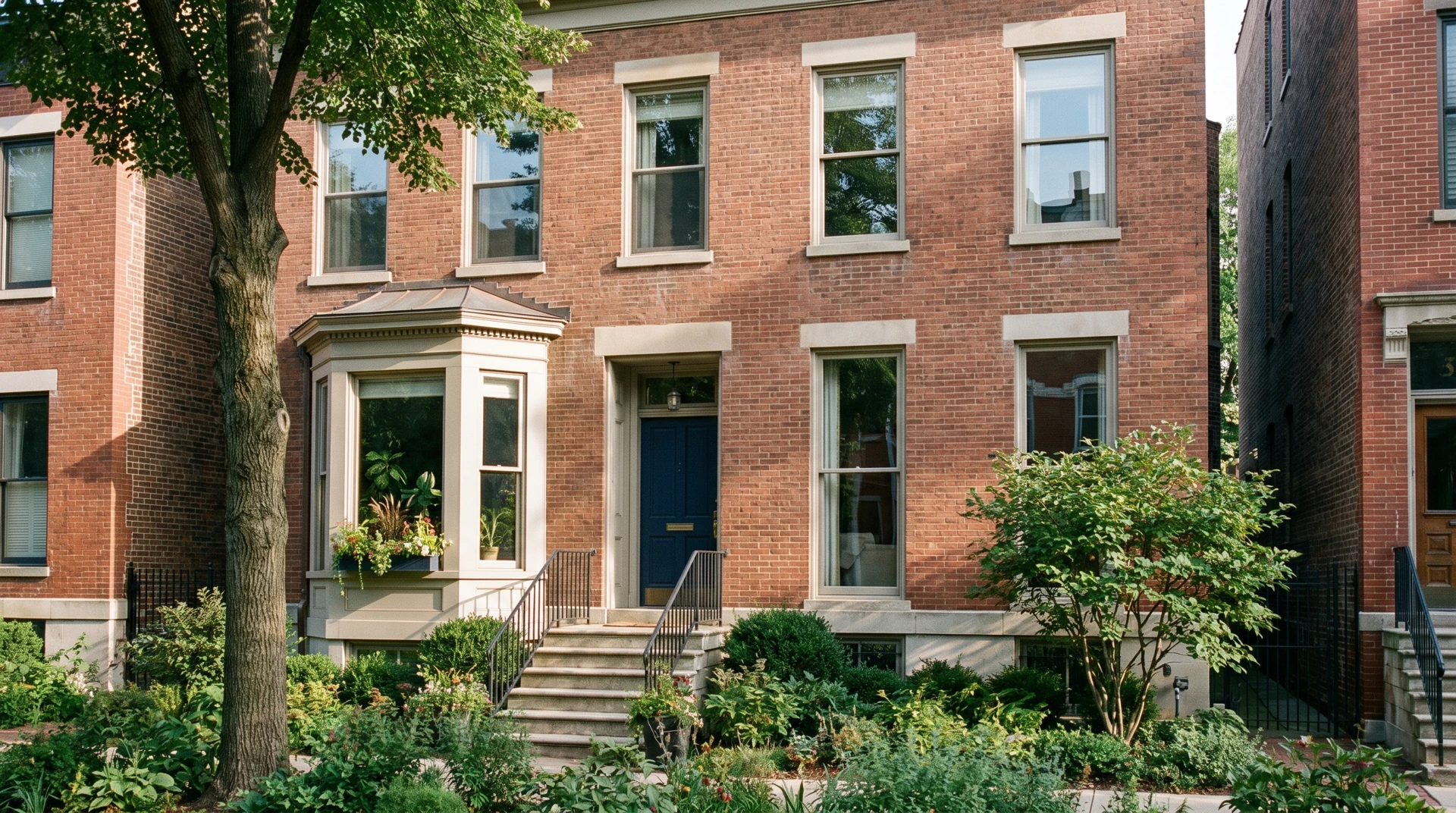 Illustrative Park Townhouse exterior with a leafy outlook.
