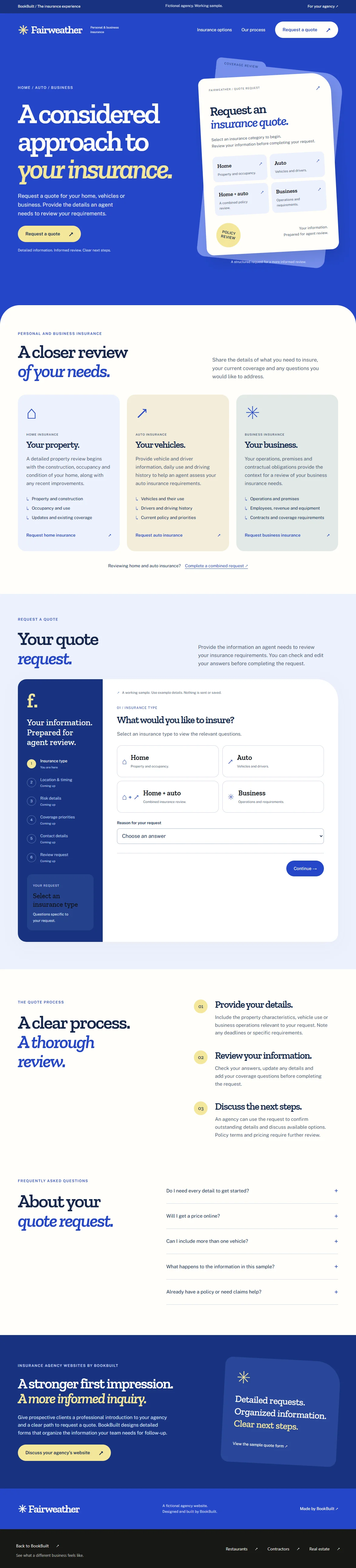 The Fairweather Agency website, built by BookBuilt